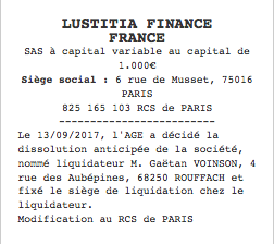 annonce legale dissolution sas